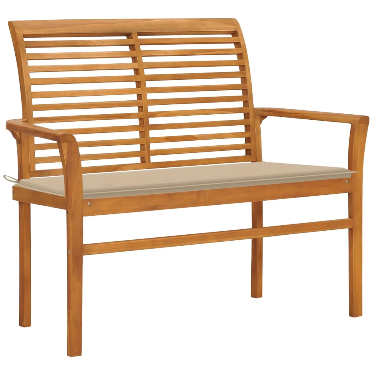 Patio Bench with Beige Cushion Solid Teak Wood W912168