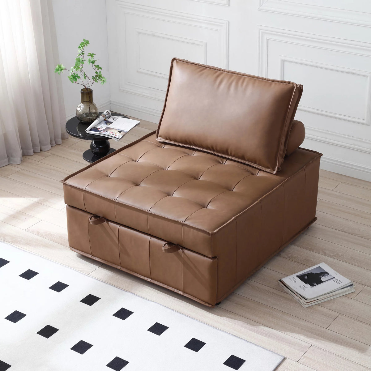 Faux Leather Ottoman Sofa Bed J51247
