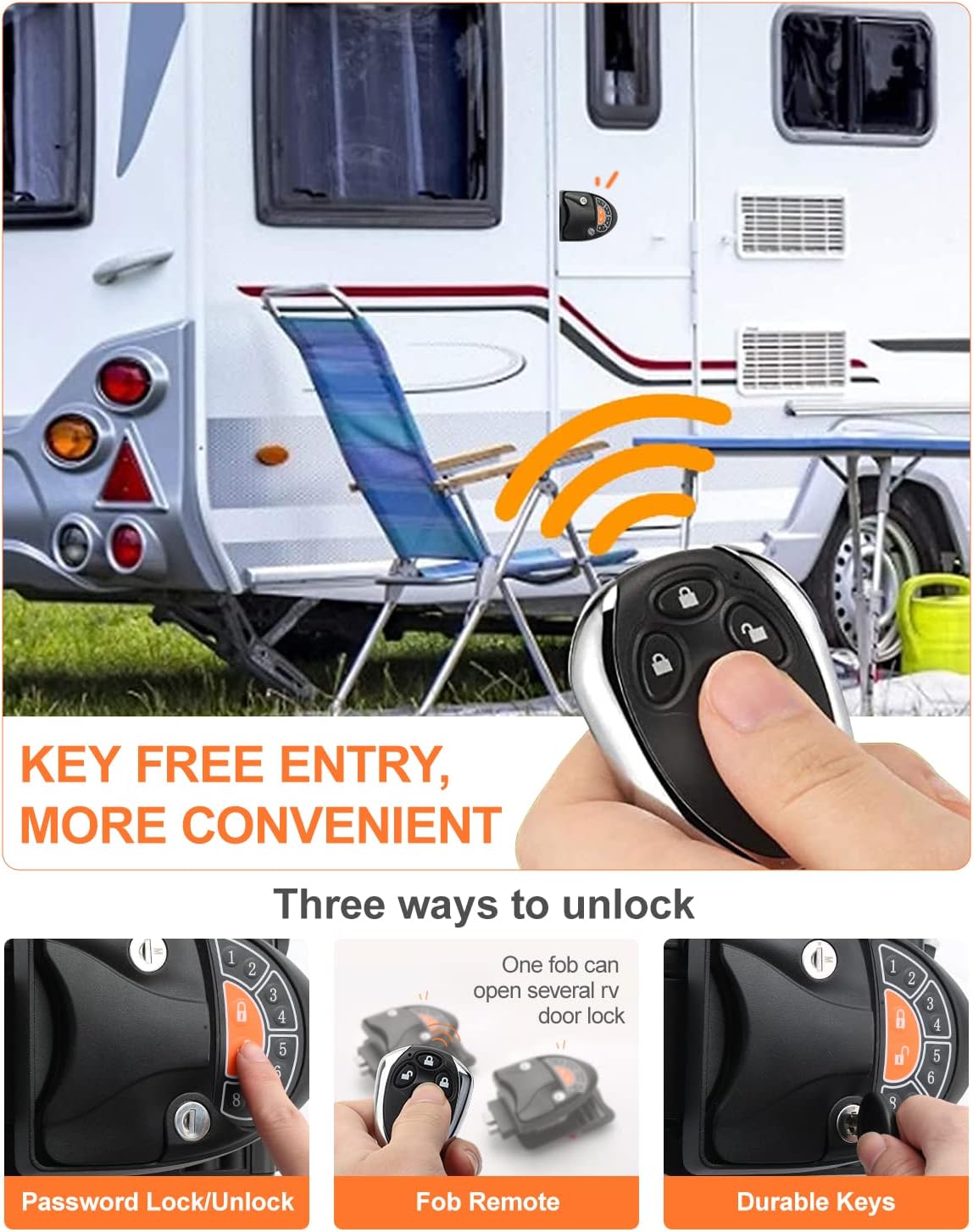 RV Keyless Entry Door Lock with Deadbolt and Backlit Keypad Y639195