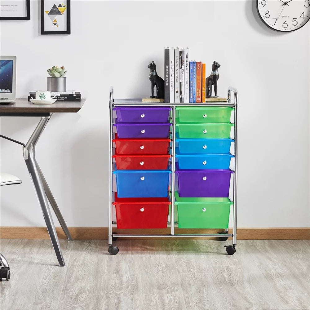 12 Drawer Rolling Storage Cart Black J150458