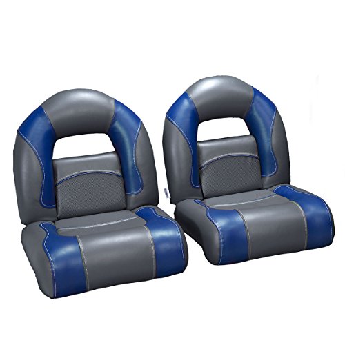 Compact Bass Boat Seats (Charcoal & Blue) B3662