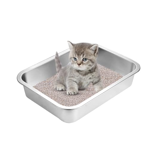 Extra Large Stainless Steel Cat Litter Box with Smooth Corners W113861