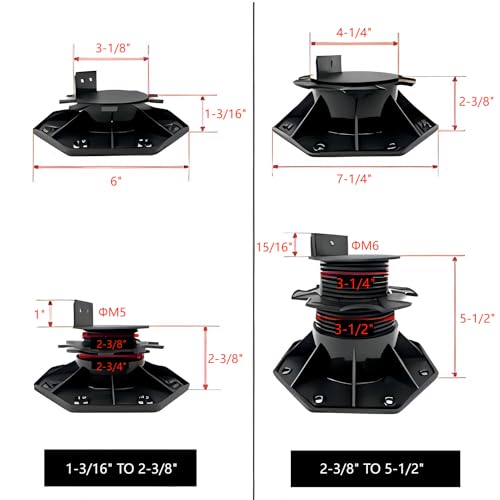 12Pack Adjustable Deck Support Pedestal Foundation Base, Black Z195018