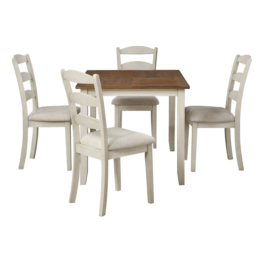 5-Pc. Wood Dining Table Set with Tobacco Top and Cream Base N838791
