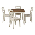 5-Pc. Wood Dining Table Set with Tobacco Top and Cream Base N838791