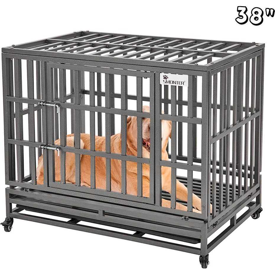 Heavy Duty Metal Dog Cage Pet Kennel Crate Playpen with Wheels O69346