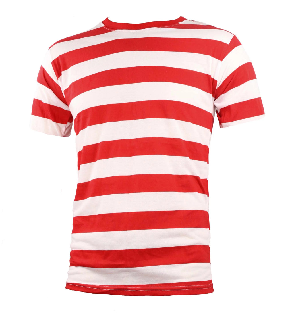 Red White Striped Short Sleeve Men's Shirt L214
