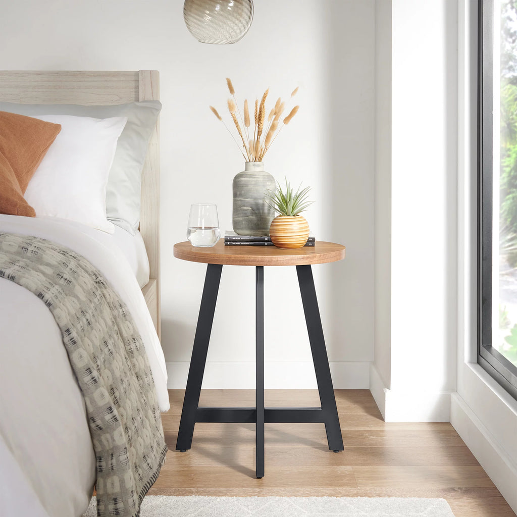 Round End Table with MDF Top and Metal Frame D482