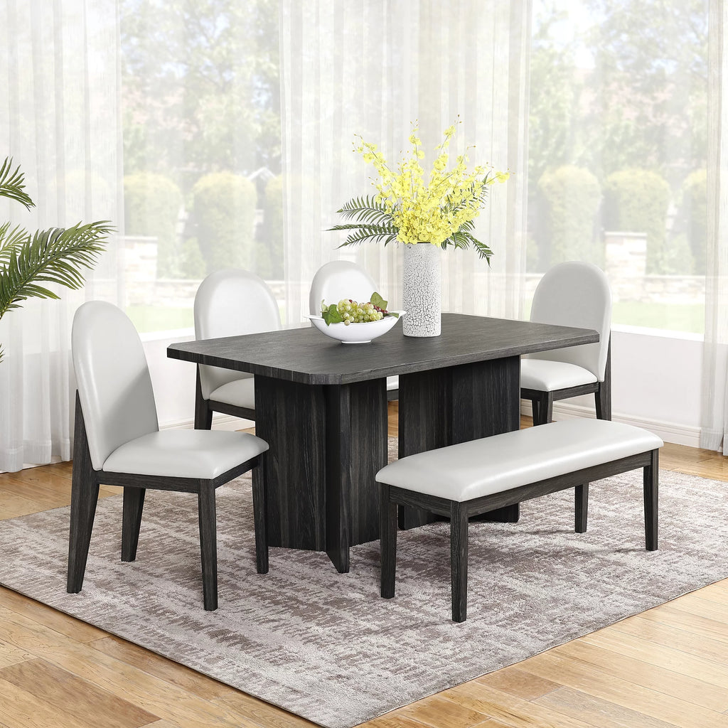 6 Piece Dining Table Chairs and Bench Set T9944