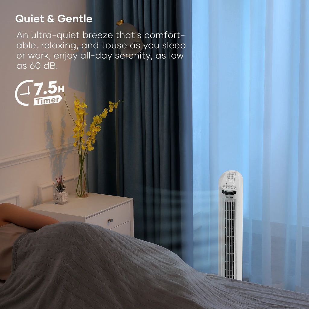 White 30 Tower Fan with Remote Control 3 Speeds K231