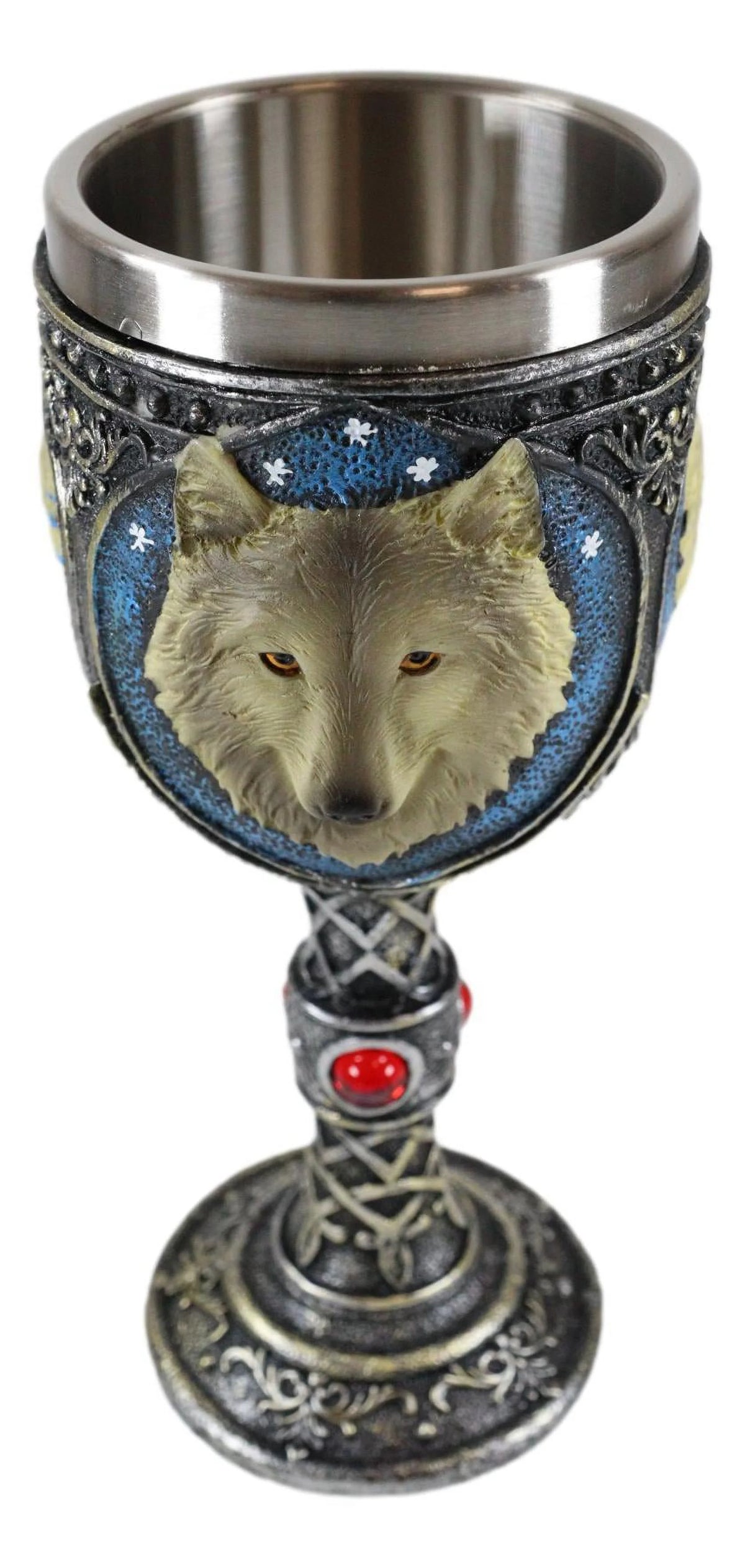Gray Wolf Celtic Tribal Wine Chalice Goblet Cup J7705