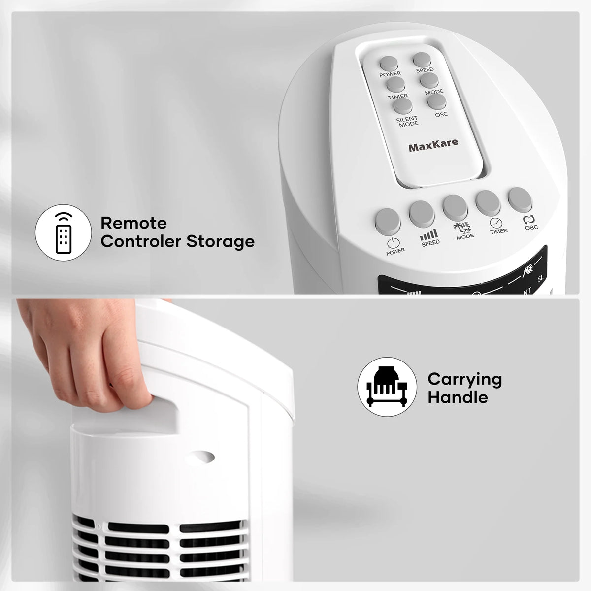 White 30 Tower Fan with Remote Control 3 Speeds K231