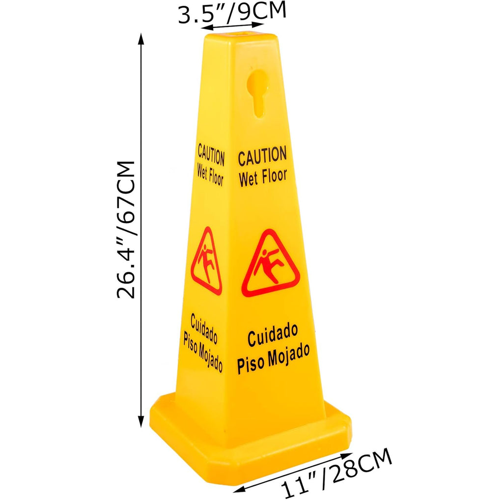 10 Pack 26-Inch Yellow 4 Sided Wet Floor Sign Y831244