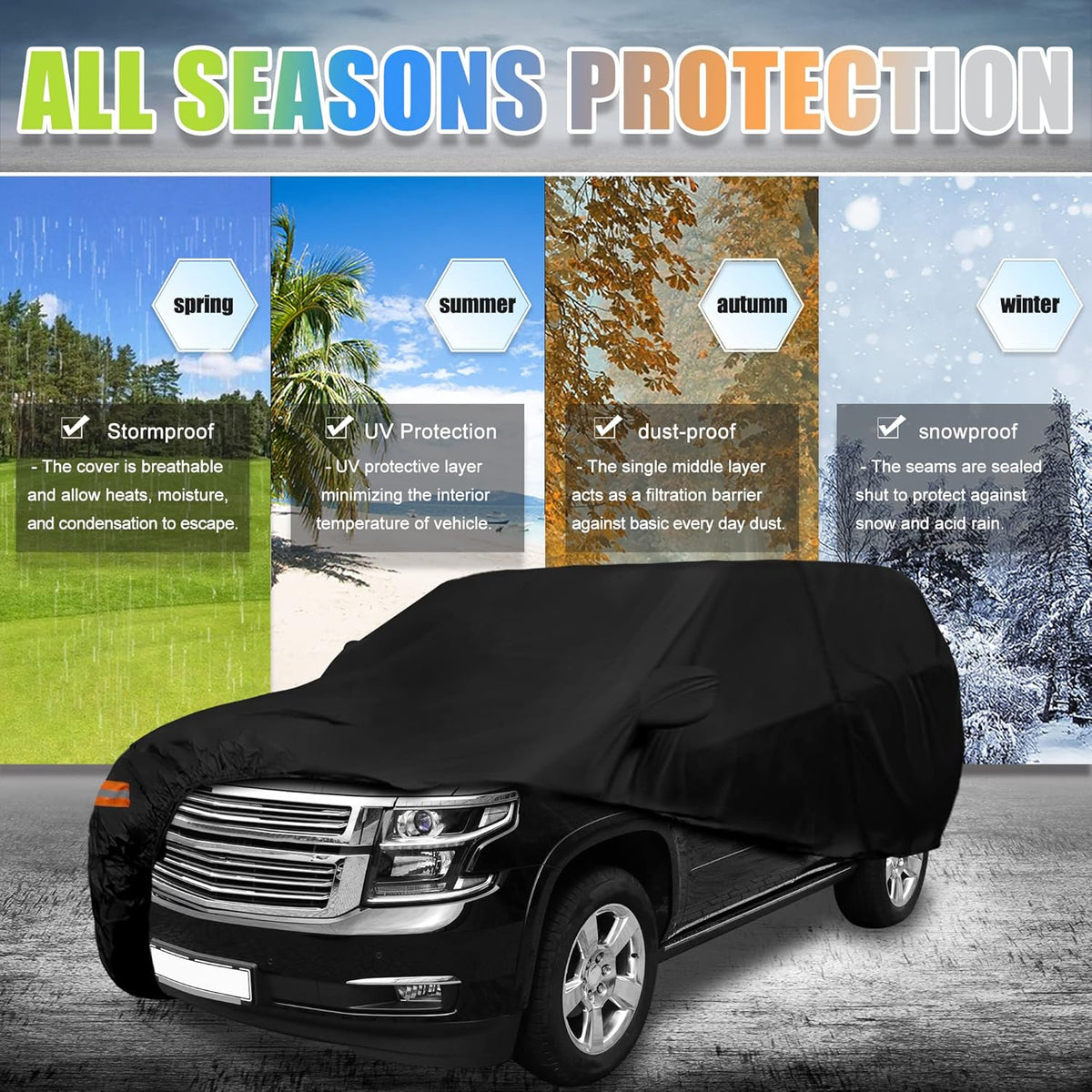 Black Car Cover with Driver Door Zipper O338986