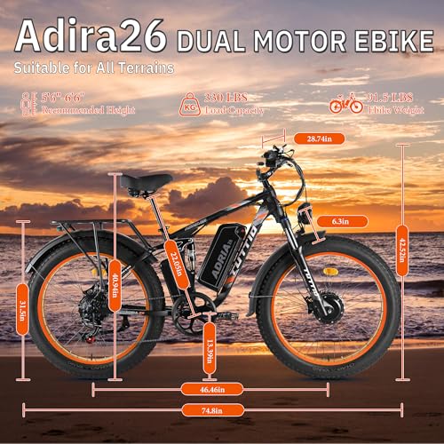 52V 30AH 26" Fat Tire Full Suspension Electric Mountain Bike Z22489