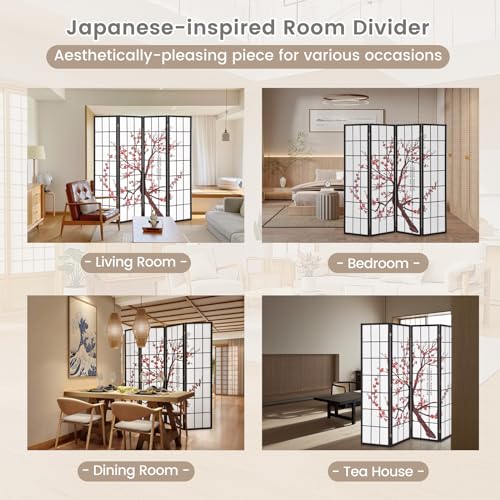 4 Panel 6FT Folding Privacy Screen, White Q78956