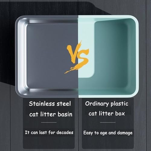 Extra Large Stainless Steel Cat Litter Box with Smooth Corners W113861