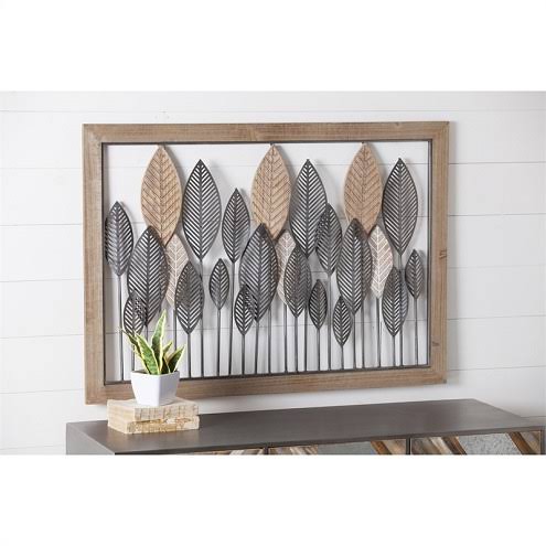 Leaves Metal and Wood Wall Décor X108
