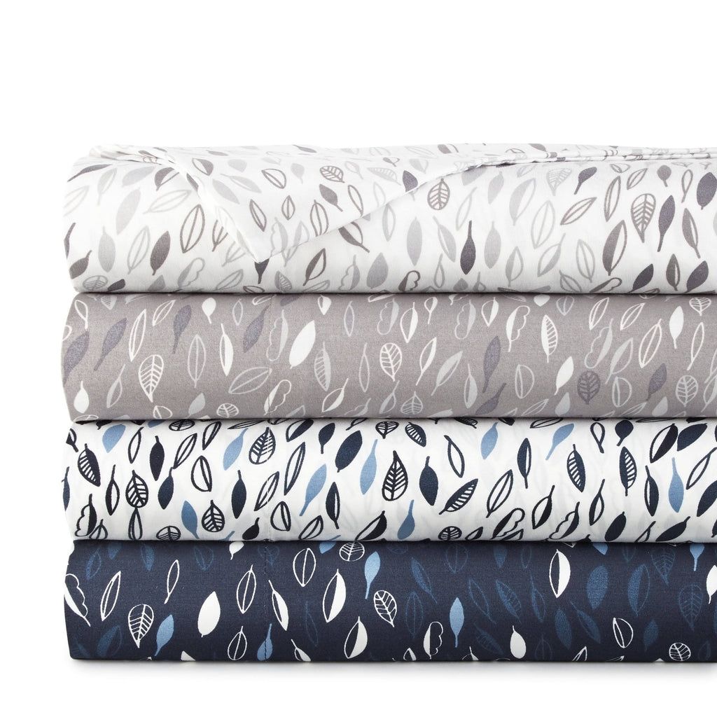 Blue 4-Piece Printed Bed Sheet Set H8537