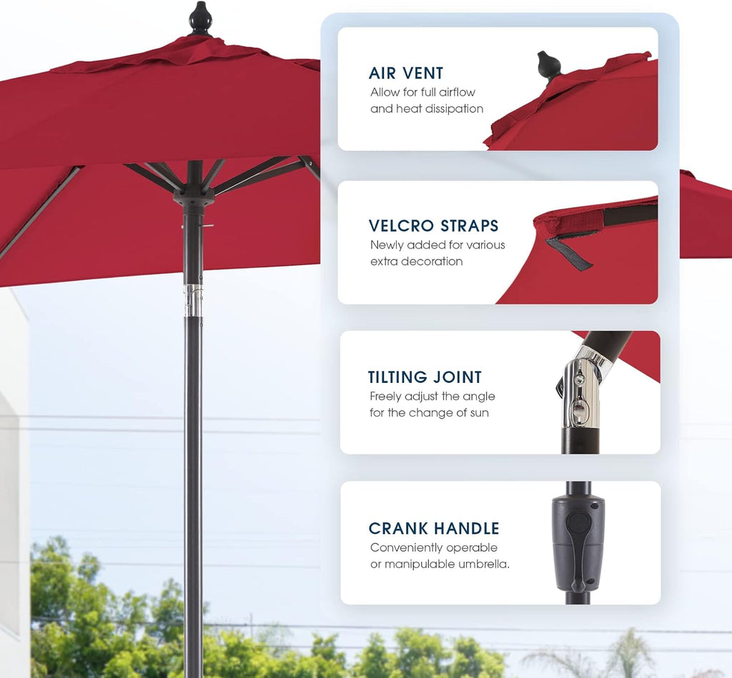 Olefin 6.6 x 9.8 FT Patio Umbrella (Apple Red) O9096