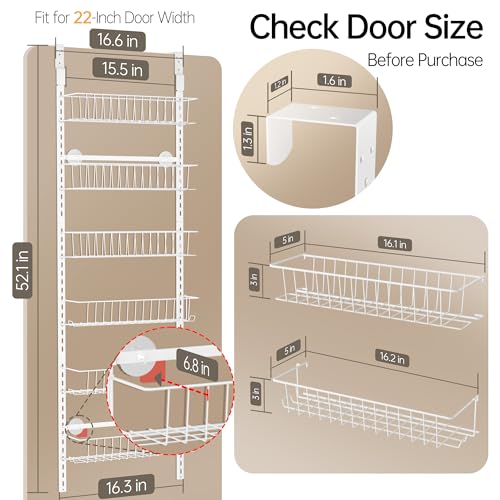 White 6-Tier Metal Over the Door Pantry Organizer Rack I329421