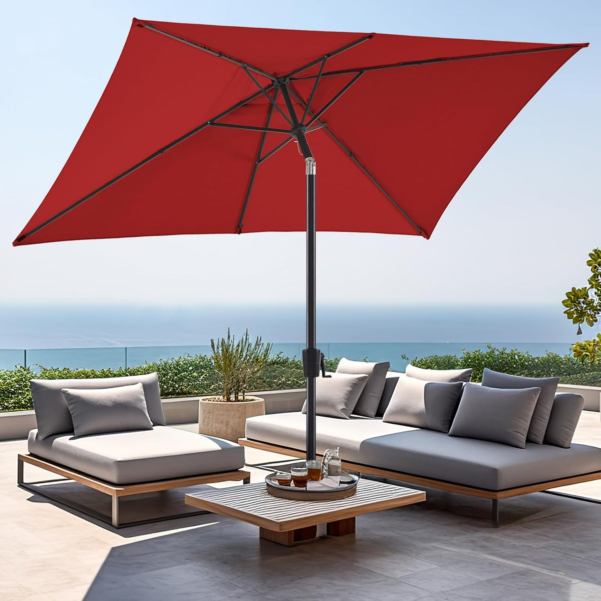 Olefin 6.6 x 9.8 FT Patio Umbrella (Apple Red) O9096
