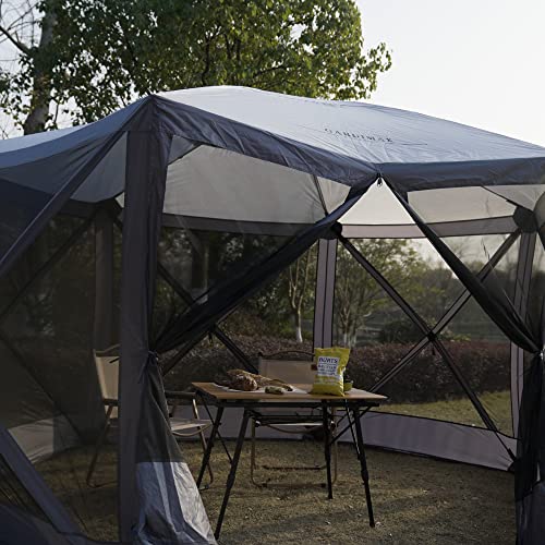 Grey 12'x12' 6 Sided Pop Up Gazebo Screen House J503