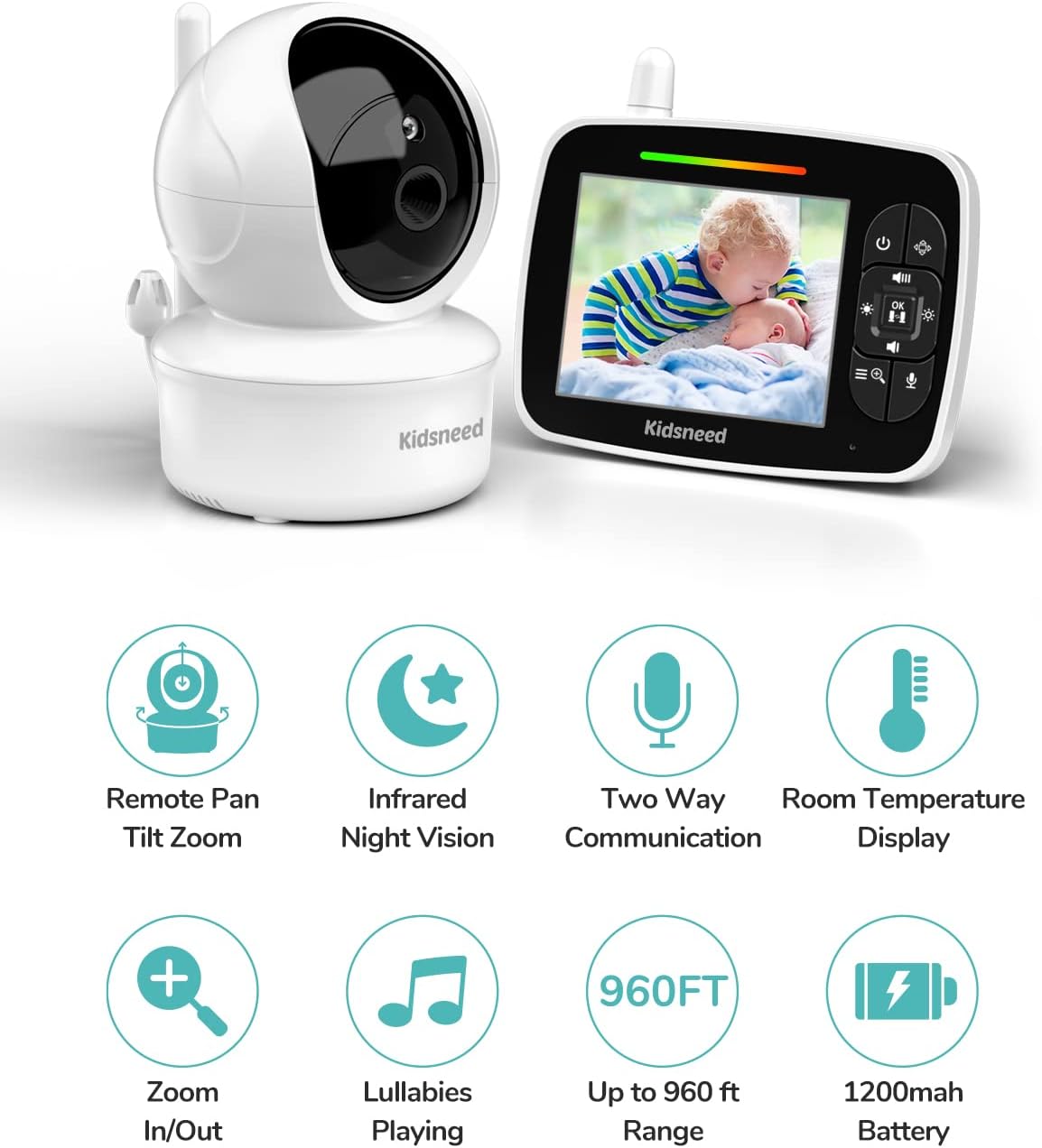 Video Baby Monitor with Pan-Tilt-Zoom Camera and Night Vision R2397