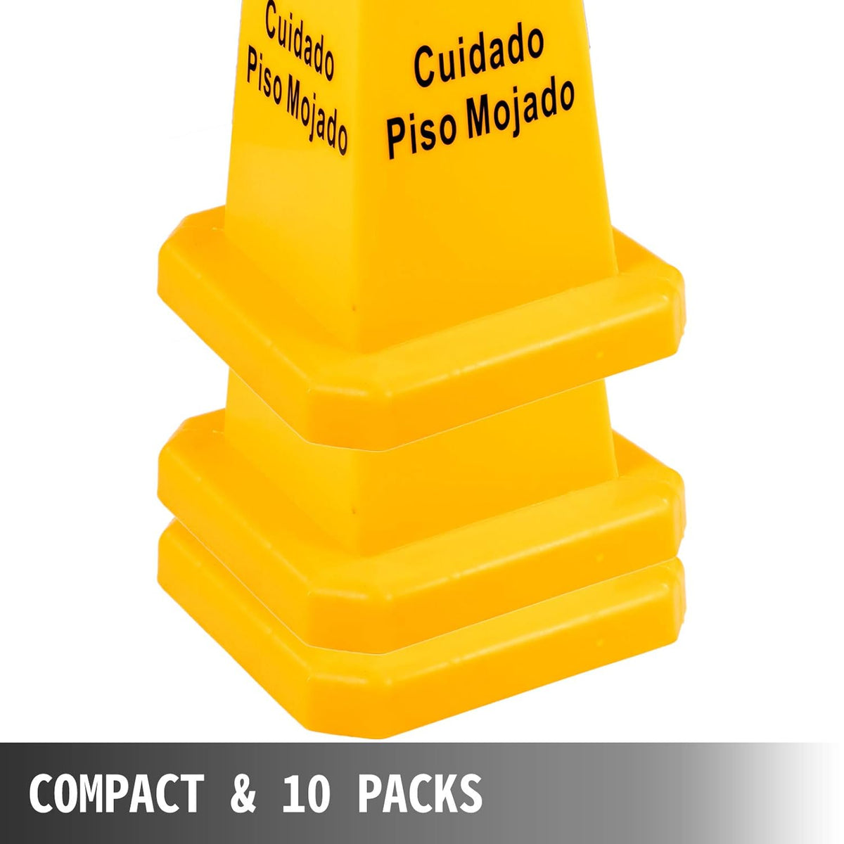 10 Pack 26-Inch Yellow 4 Sided Wet Floor Sign Y831244