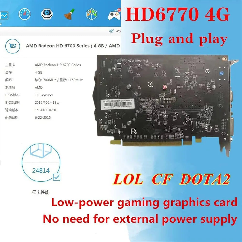 4G DDR5 AMD HD6770 Graphics Card D417