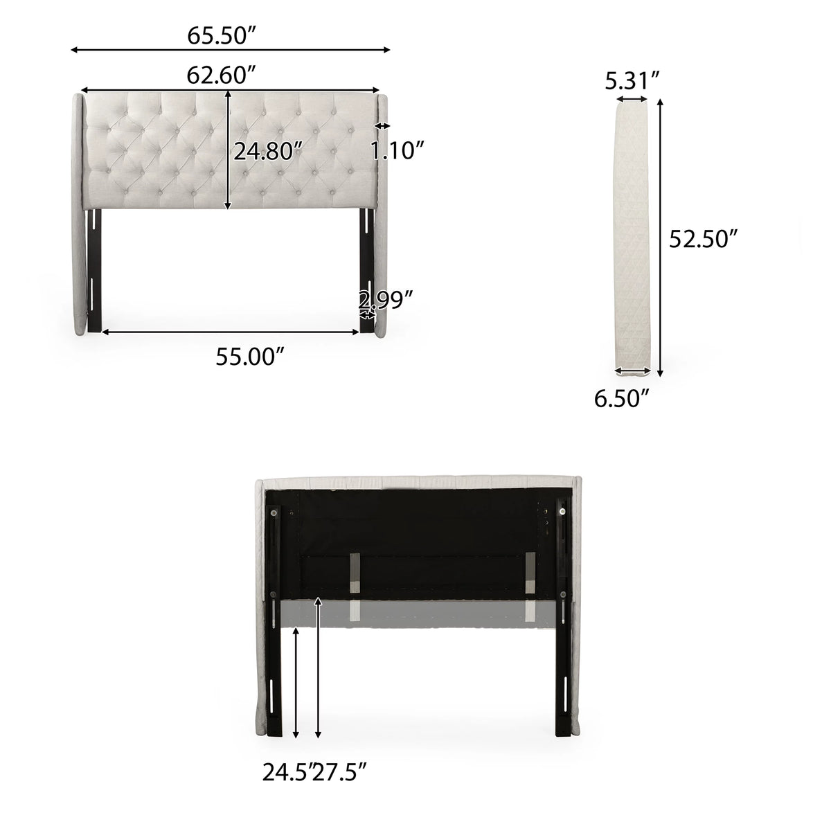 Beige Fabric Wingback Headboard F779