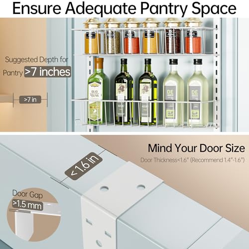White 6-Tier Metal Over the Door Pantry Organizer Rack I329421