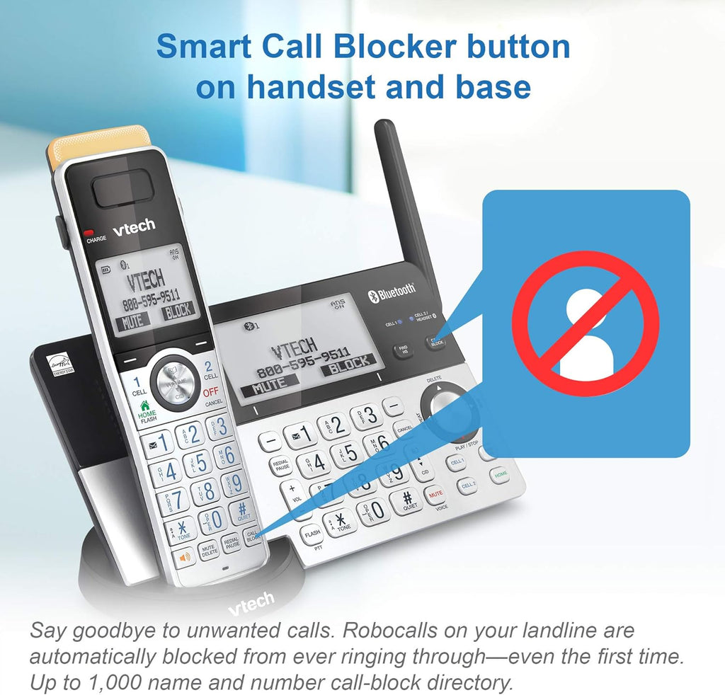 5 Handset DECT 6.0 Cordless Phone with Answering Machine K807