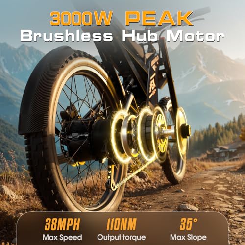 Electric Dirt Bike with 1440Wh Battery 30AH, 25 Inch Fat Tire E130