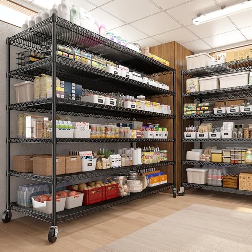 4 Tier Steel Wire Shelving Unit on Wheels J16610