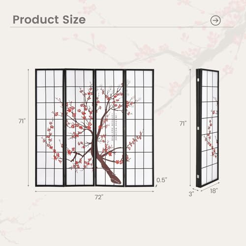 4 Panel 6FT Folding Privacy Screen, White Q78956