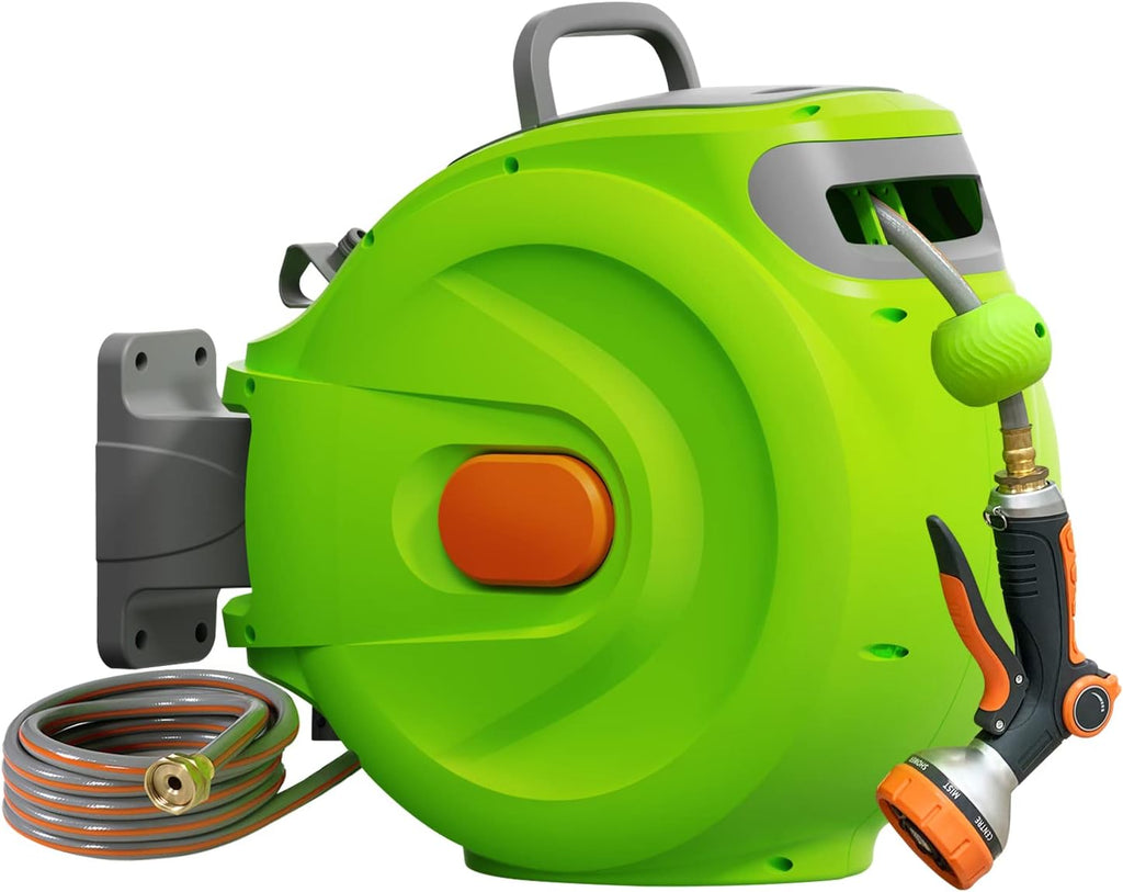 1/2'' x 100 FT Retractable Hose Reel with 8 Patterns Nozzle G1624