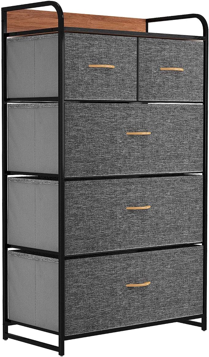 Light Grey 5 Drawer Fabric Dresser P40992