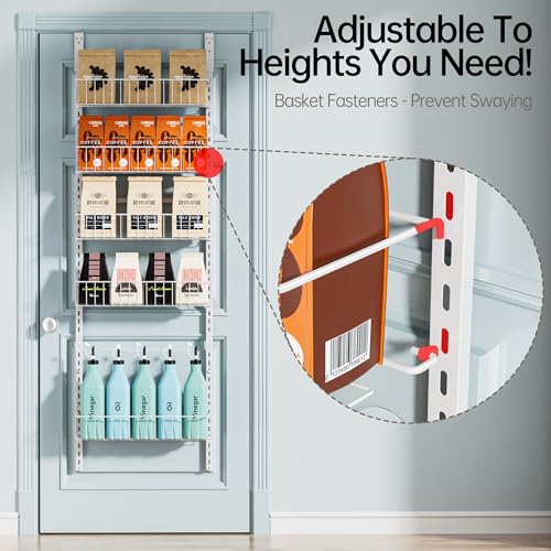 White 6-Tier Metal Over the Door Pantry Organizer Rack I329421