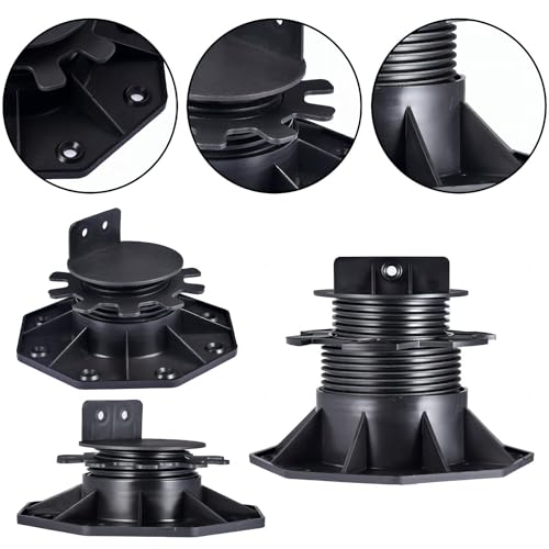 12Pack Adjustable Deck Support Pedestal Foundation Base, Black Z195018