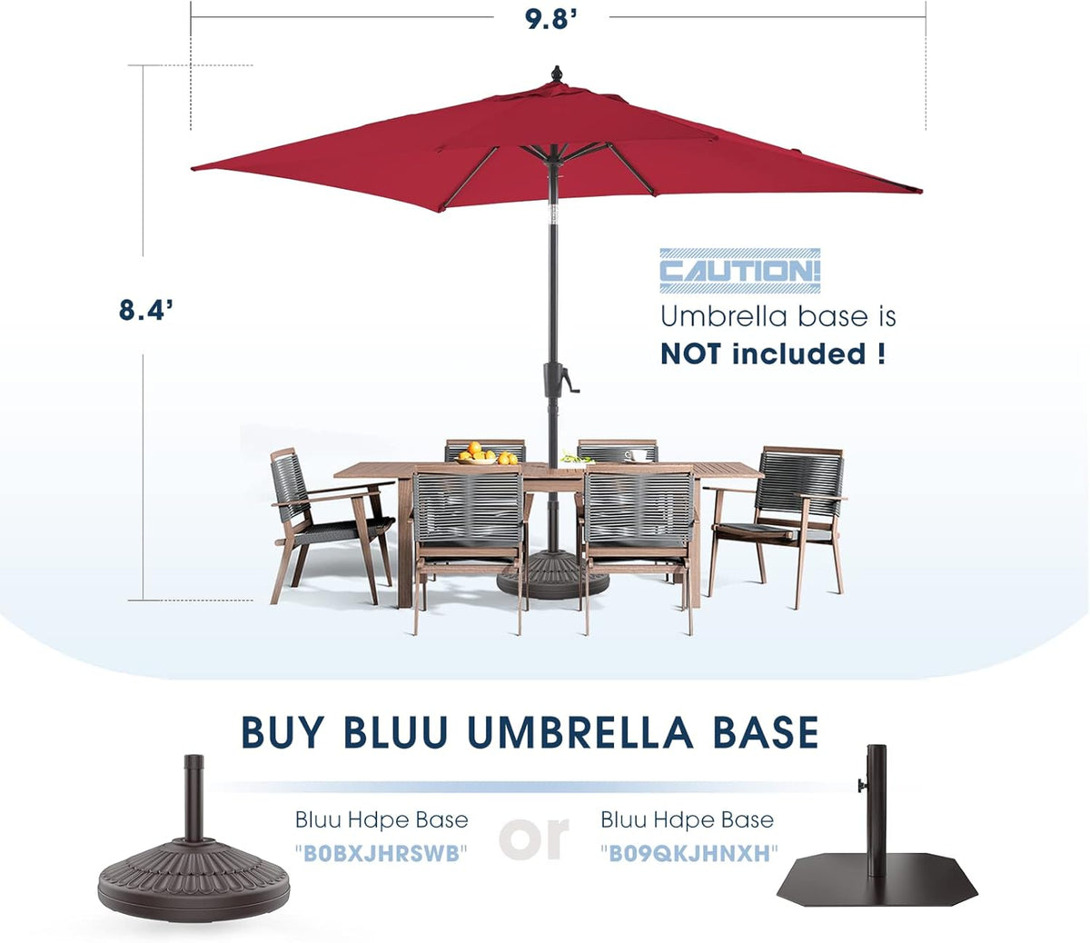 Olefin 6.6 x 9.8 FT Patio Umbrella (Apple Red) O9096