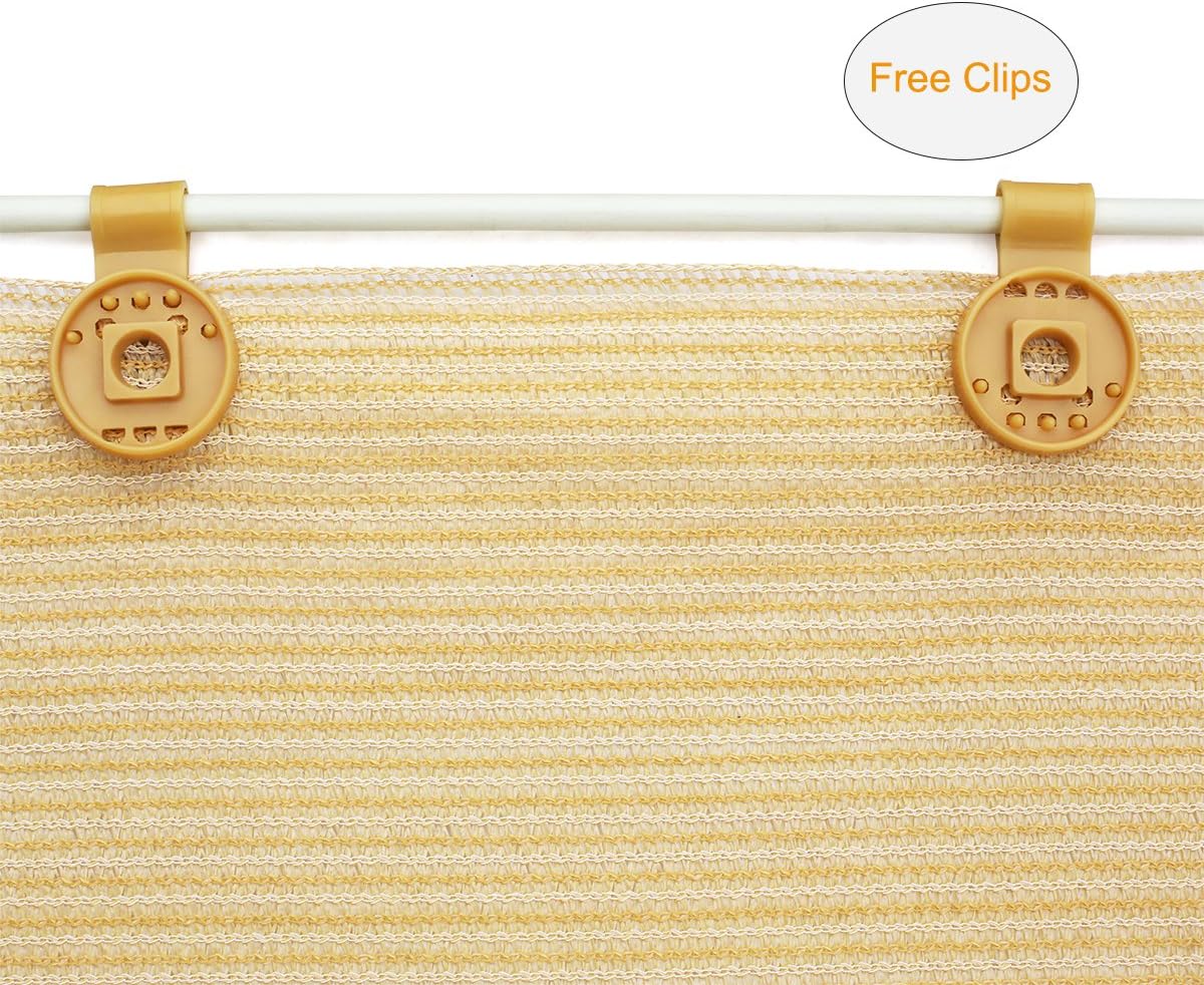 90% Sun Shade Fabric Mesh with Clips Beige 8x16ft B63613