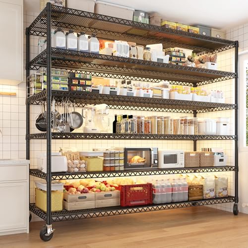 4 Tier Steel Wire Shelving Unit on Wheels J16610