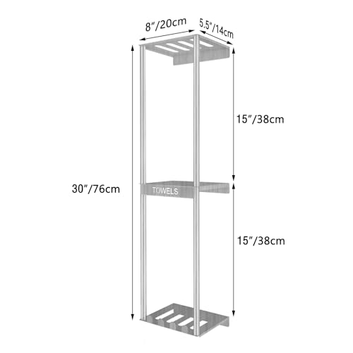 Brushed Nickel 3 Tier Towel Storage Rack with 4 Hooks D12662