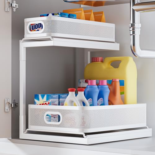 2-Tier Black Mesh Slide Out Drawer Shelf D4537