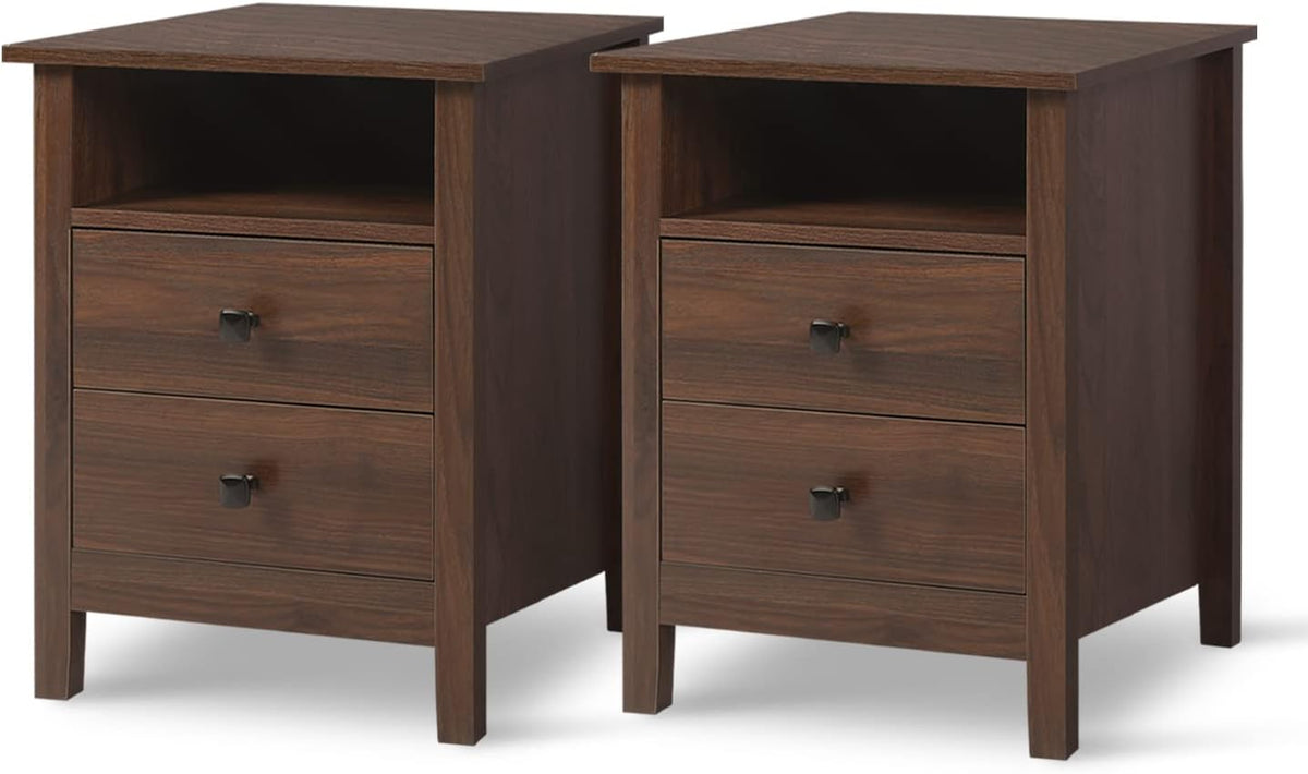 Set of 2 Wood Nightstands with Drawers A2002