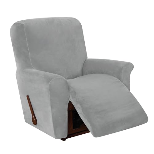 4-Pieces Velvet Recliner Chair Cover with Pocket Y7585