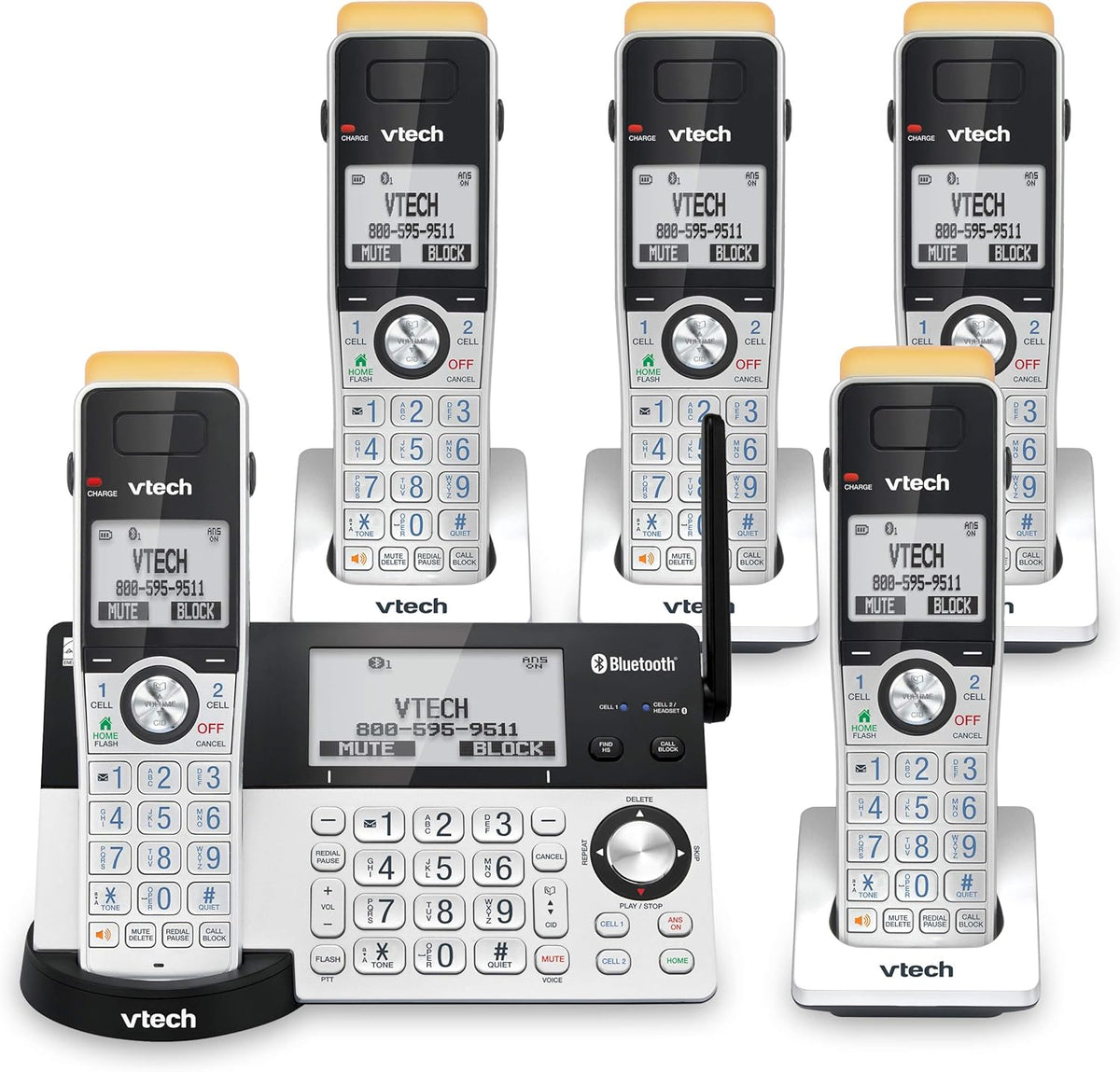 5 Handset DECT 6.0 Cordless Phone with Answering Machine K807