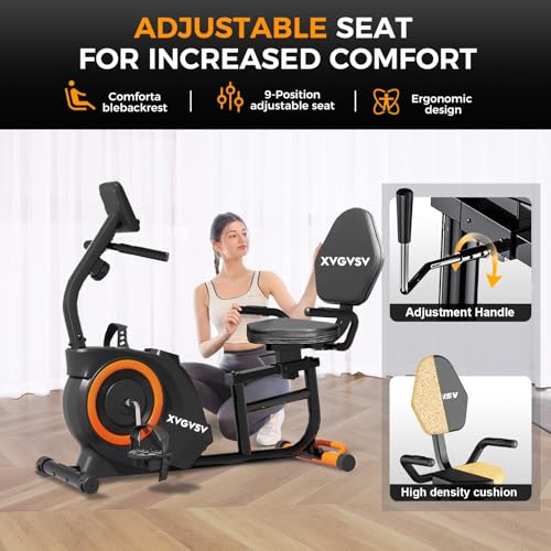 Recumbent Exercise Bike with 400LB Weight Capacity Magnetic Resistance W420