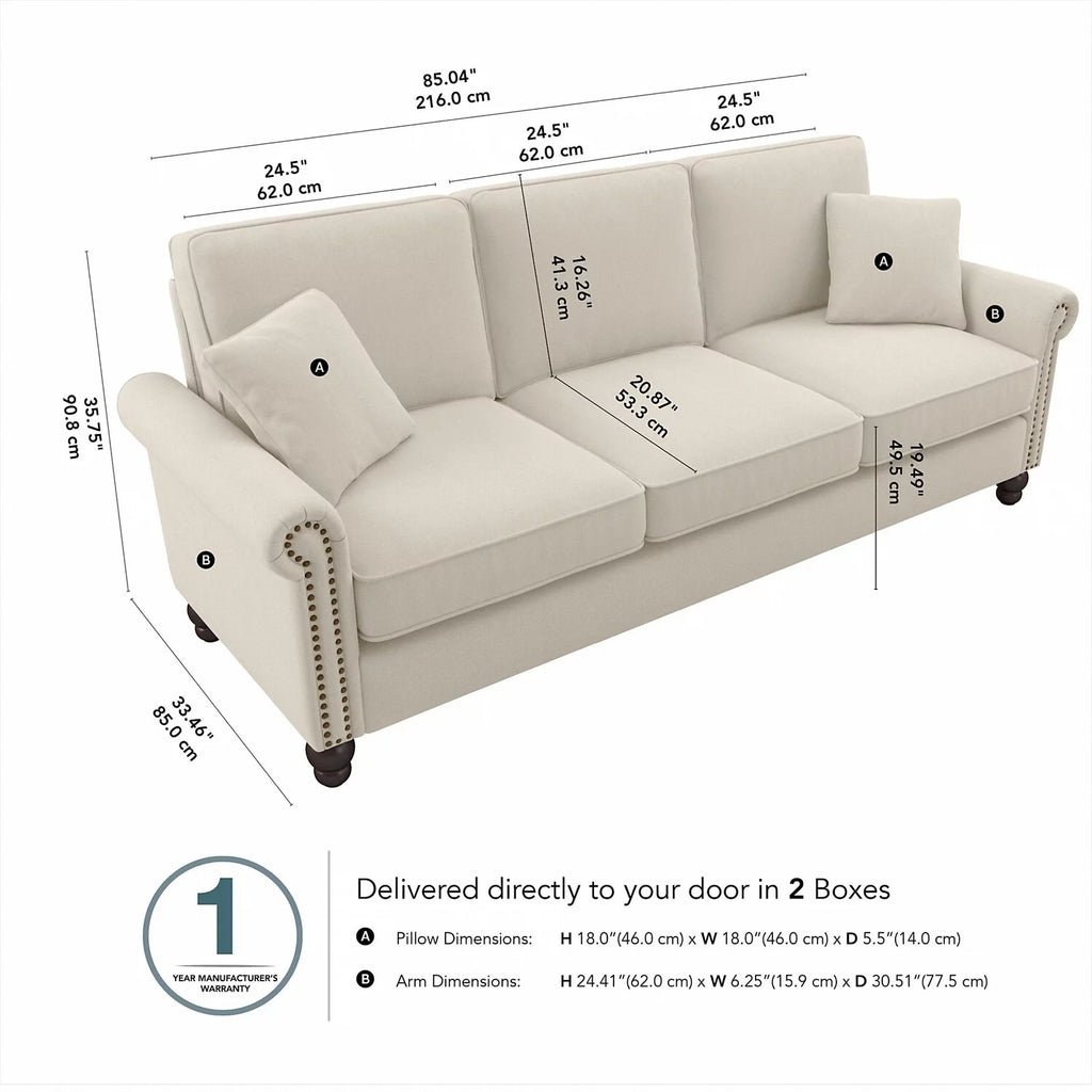 Cream Herringbone Fabric Sofa I1701
